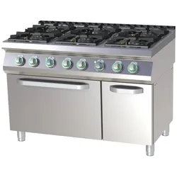 A&S polarny Gasherd mit E-Backofen (GN 2/1) 4-Platten 39kW 1200x730x900mm Edelstahl 50-300°C
