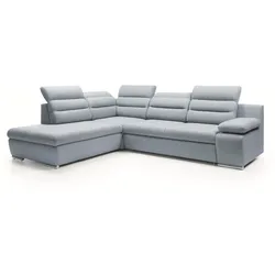ECKSOFA RISO Blau Velours-Stoff mit Schlaffunktion