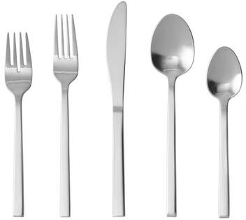 Fortessa Arezzo 18/10 Stainless Steel, 5 Piece Flatware Set (Service for 1), Brushed Silver