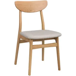 Esszimmerstuhl Rodham 2er Set aus Eichenholz massiv Natur, Bezug Graubeige