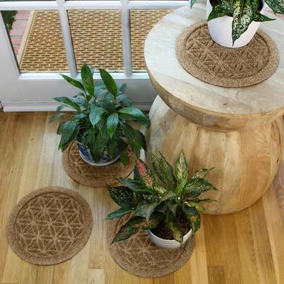 Bungalow Dba Matterly Flower of Life 12 Inch Plant Trivets Set of Four, Set of Four, Khaki