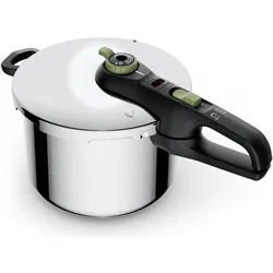 Tefal Secure Trendy Schnellkochtopf 6L, 5-faches Sicherheitssystem, Edelstahl, Pfanne + Kochtopf, Silber, Grün