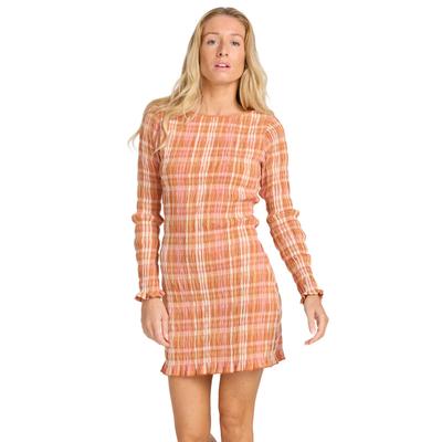 Minikleid BILLABONG "Check Me Out", Damen, Gr. M, orange (sunburnt), Obermaterial: 99% Baumwolle, 1% Elasthan., Kleider Minikleid