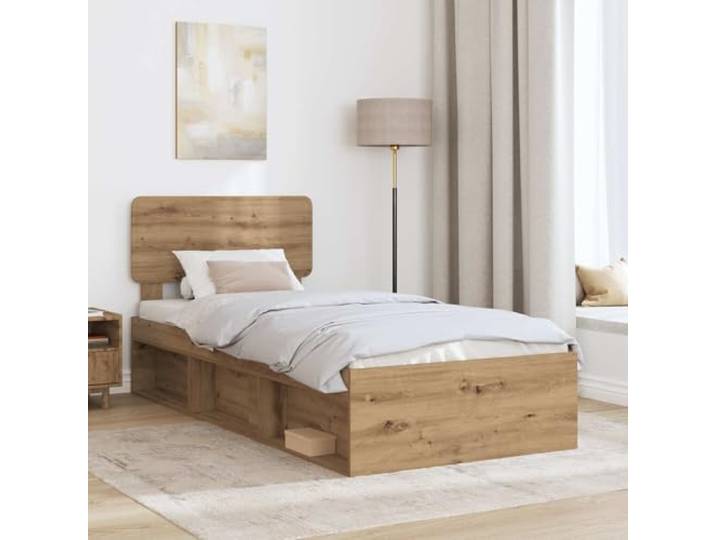SKTQYQO Bettgestell aus Eichenholz, handgefertigt, 90 x 190 cm Technisches Holz, Kopfteil aus massiver Kiefer, feste Latten, einfache Montage