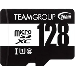 Team Group Card Team U1 C10 MicroSD + ADP 128GB (128 GB, microSDXC, U1, UHS-I), Speicherkarte, Schwarz
