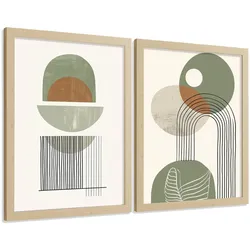 POSTER 3er Kunstdruck-Set Wandbilder Abstrakt Grün modern Wohnzimmer Deko, Schlafzimmer, Küche, Badezimmer Rahmenlos A4