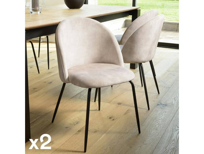 Chaise en tissu dossier galbé (lot de 2) TIM - Beige