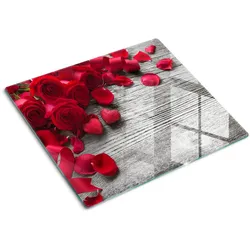 GLASPLATTE 60x52 cm Rote Rosen