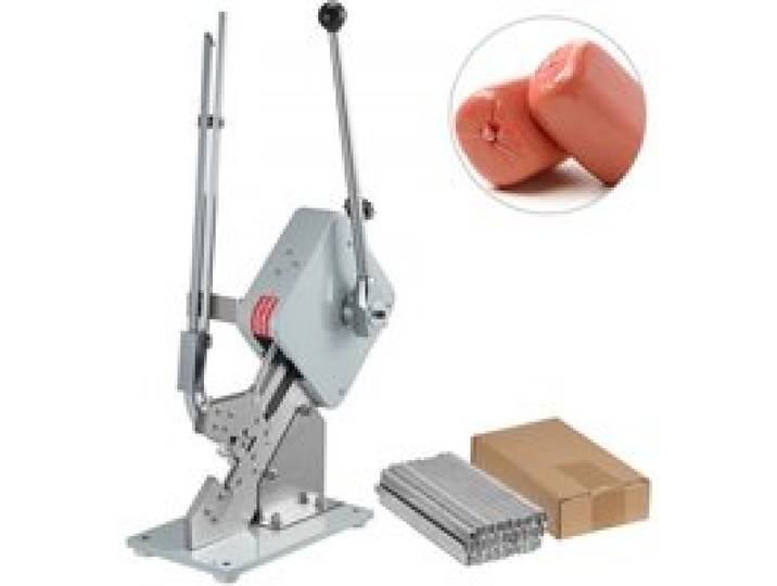 VEVOR Wurstclipper U-förmig Manueller Verschlussklammer 37 x 19 x 57cm, Für Supermärkte Bäckereien Zuhause, Privat & Gewerblich, Zum Verschließen, Edelstahlkonstruktion, Inkl. ca. 5000 Stk. U-Clips