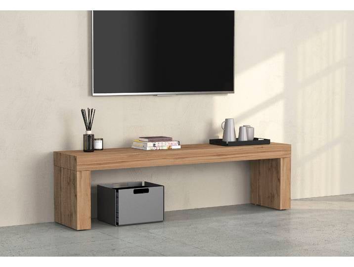 TV-Brücke, FSC®-zertifizierter Holzwerkstoff, Eiche Wotan, 180×40 cm, Klappplatte, Modern, Inosign