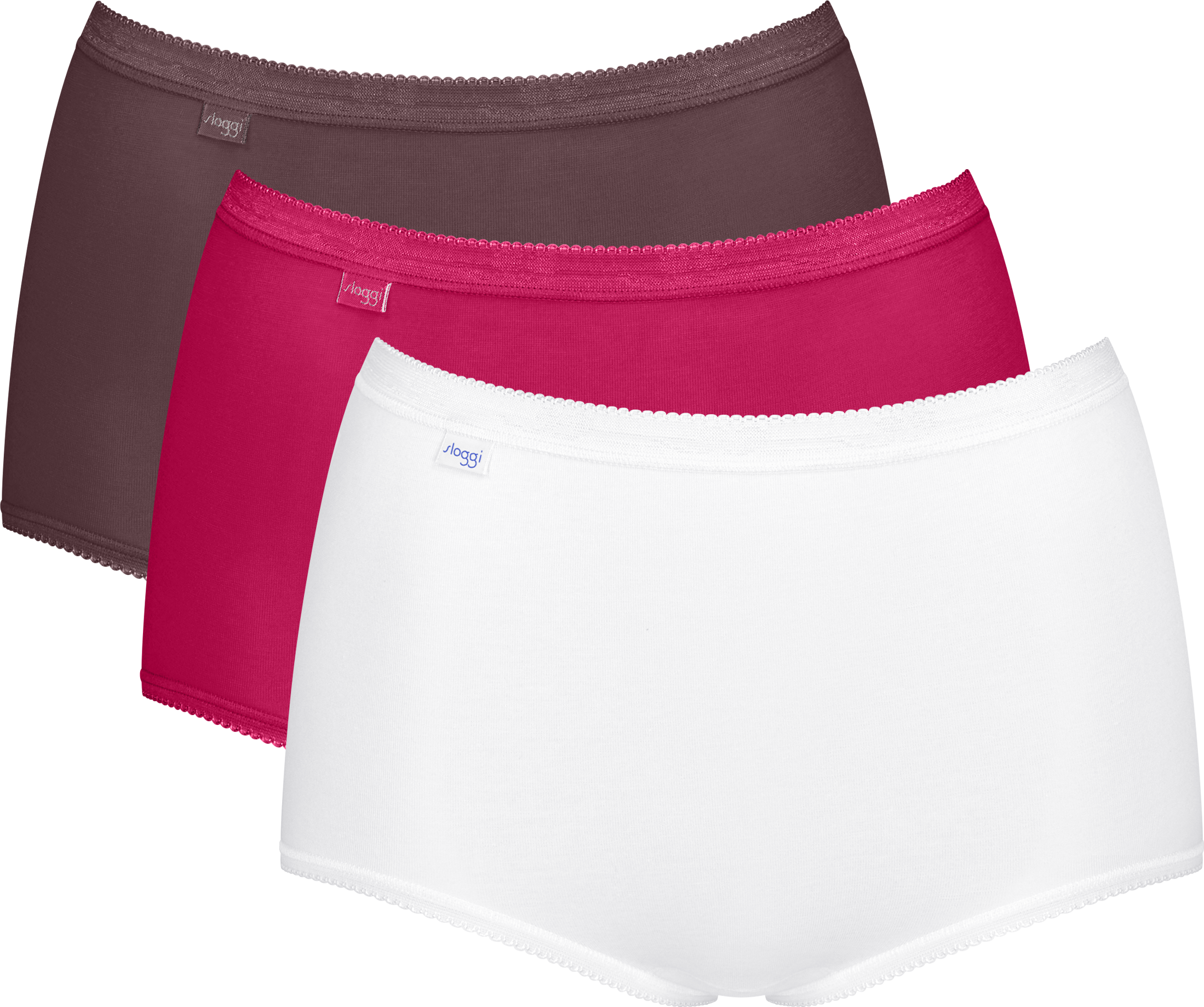 Maxislip SLOGGI "Basic+ Maxi", Damen, Gr. 48, Single Jersey, rot combination, Single Jersey, Obermaterial: 95% Baumwolle, 5% Elasthan, figurbetont, Unterhosen Maxislip, perfekter Sitz, Cotton-Mix, hohe Taille rot combination 48, Single Jersey