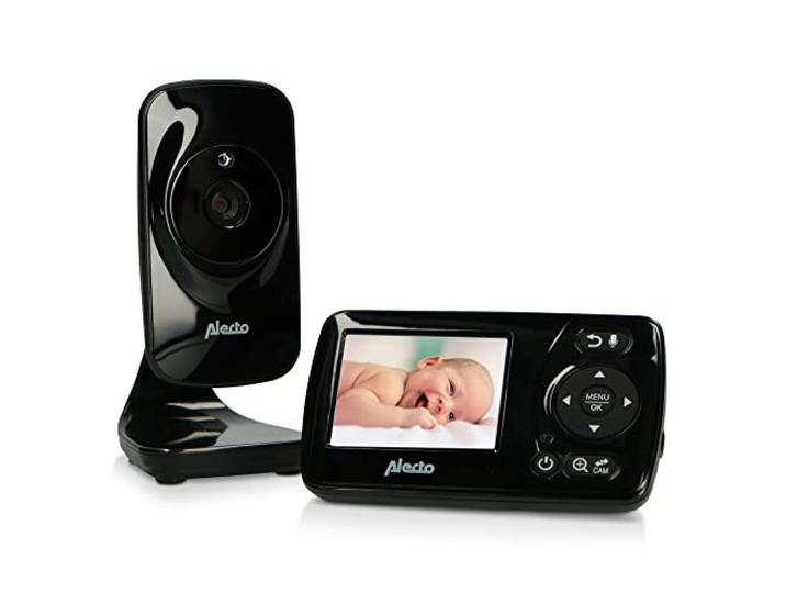 Alecto DVM71BK Babyphone mit Kamera mit 2,4 Zoll Farbdisplay, Babyphone, Digitale Überwachungskamera mit 300m Reichweite, Schwarz