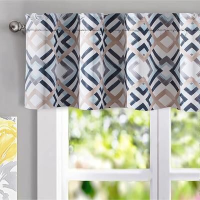 DriftAway Diamond Watercolor Geo Checker Plaid Pattern Window Valance