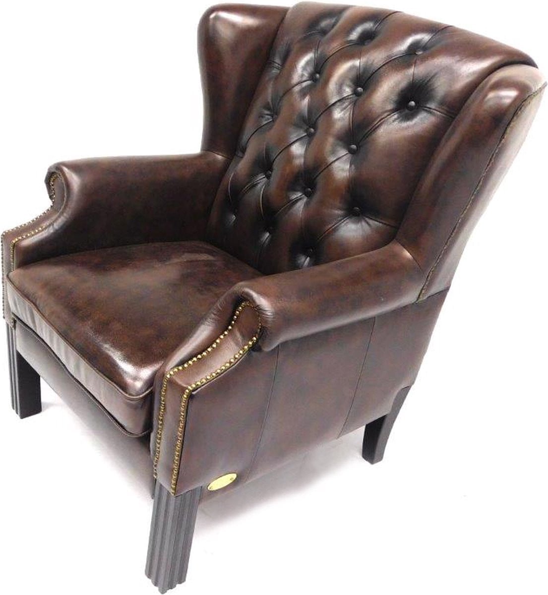 Chesterfield Wingchair SPRINGFIELD - Handwish leder - Bruin