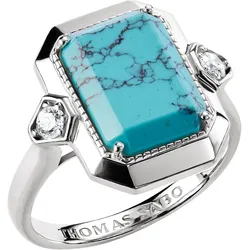 Thomas Sabo TR2506-405-17 Damenring Silber Elyndra Türkisfarbenes Oktagon, 56/17,8
