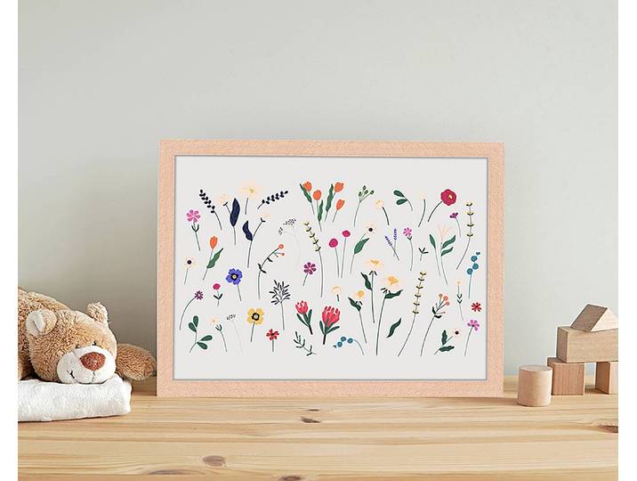Tableau déco Soft Flowers Mix 33 x 43cm Multicolore