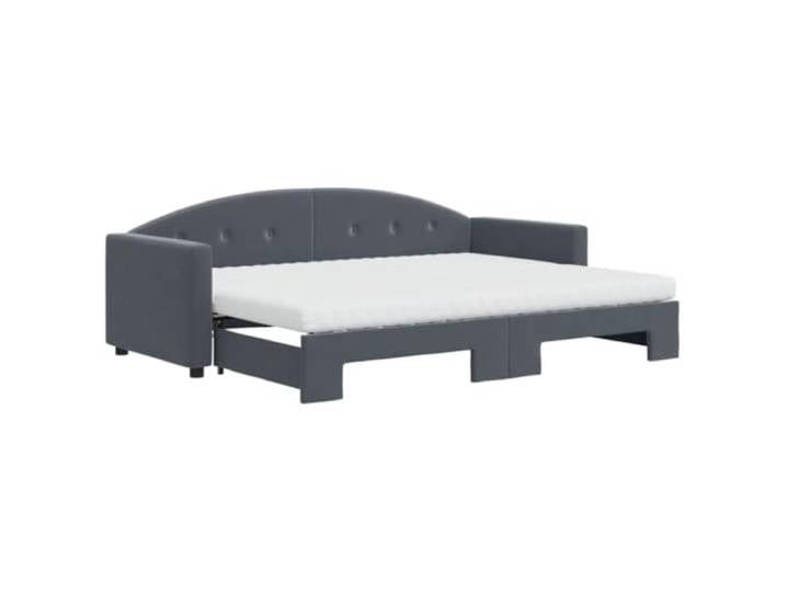Makastle Tagesbett Ausziehbar mit Matratzen Dunkelgrau Samt 80x200 cm Matratze