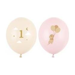 Partydeco Maus-Luftballons mit der Zahl 1, hellrosa, 30 cm, 50 Stück (50x) (67018849)