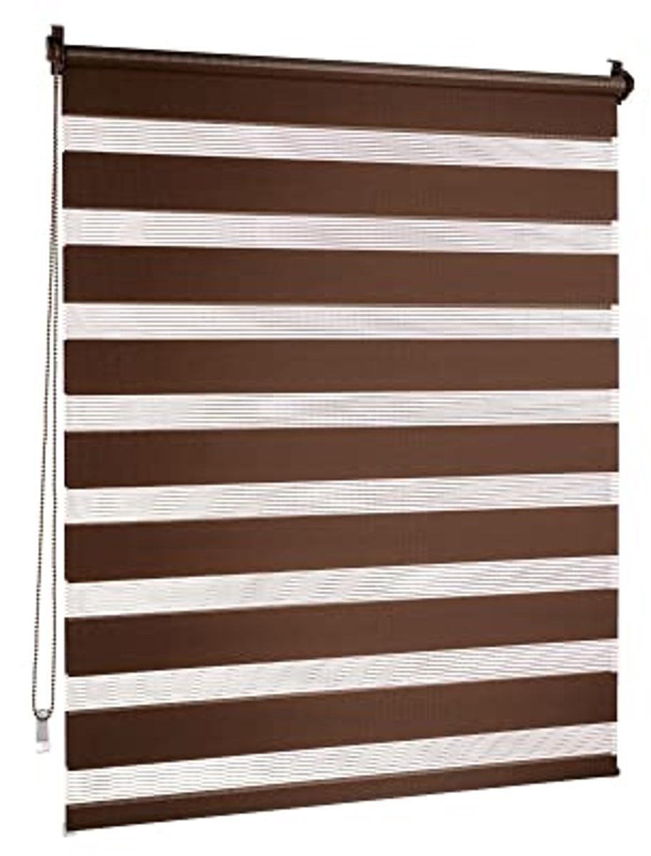Klemmfix Duo-rolgordijn Dubbel Rolgordijn zonder Boren - Donkerbruin - B: 60 cm, H: 150 cm