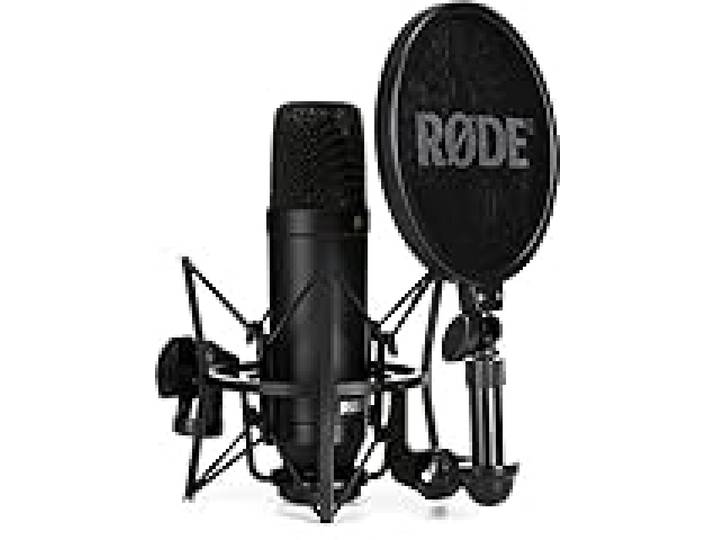 RØDE NT1 Microphone à condensateur cardioïde à large membrane avec support antichoc et filtre anti-pop pour production musicale, enregistrement vocal, streaming et podcasting