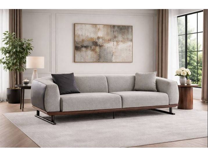 JVmoebel 3-Sitzer Elegante Graue Textilcouch Wohnzimmer 3-Sitzer Elegante Couch, 1 Teile, Made in Europa