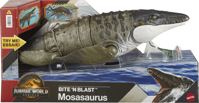 Jurassic World Saga Feature Mosasaurus Dinosaur Figure by Mattel - Large - Interactive Toy for Kids