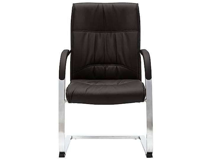 KGHFDVB Freischwinger Bürostuhl Schwarz Kunstleder Mit Armlehnen Ergonomisch geformte Rückenlehne, weich gepolstert, verchromte Eisenbeine, max. 110 kg