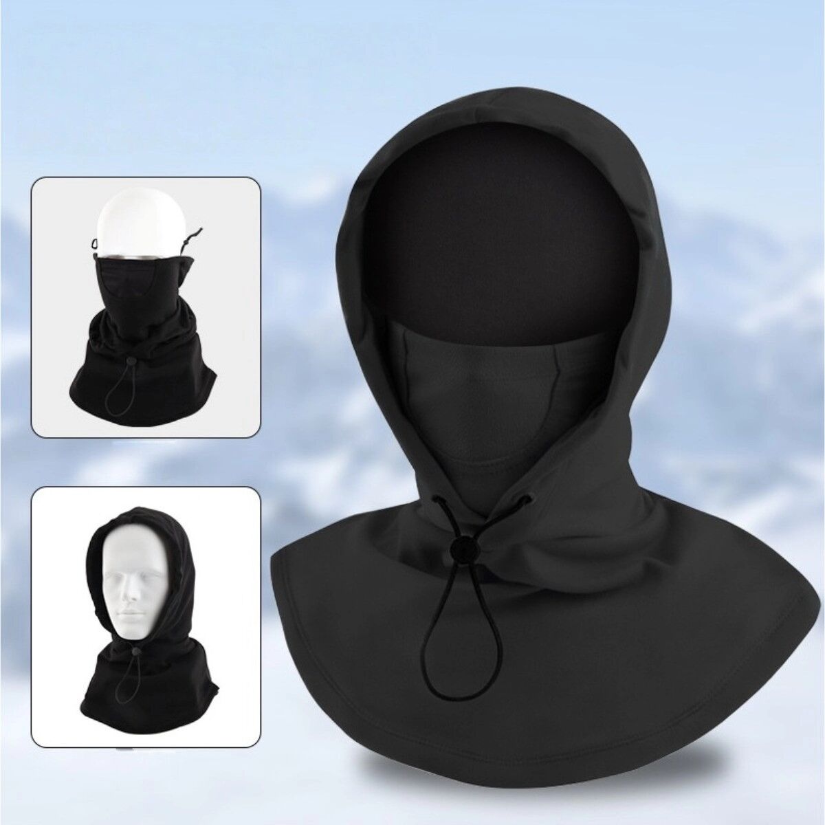 INF Doppelseitige Thermo-Samt Sturmhaube - Winddichte Gesichtsmaske zum Radfahren Schwarz