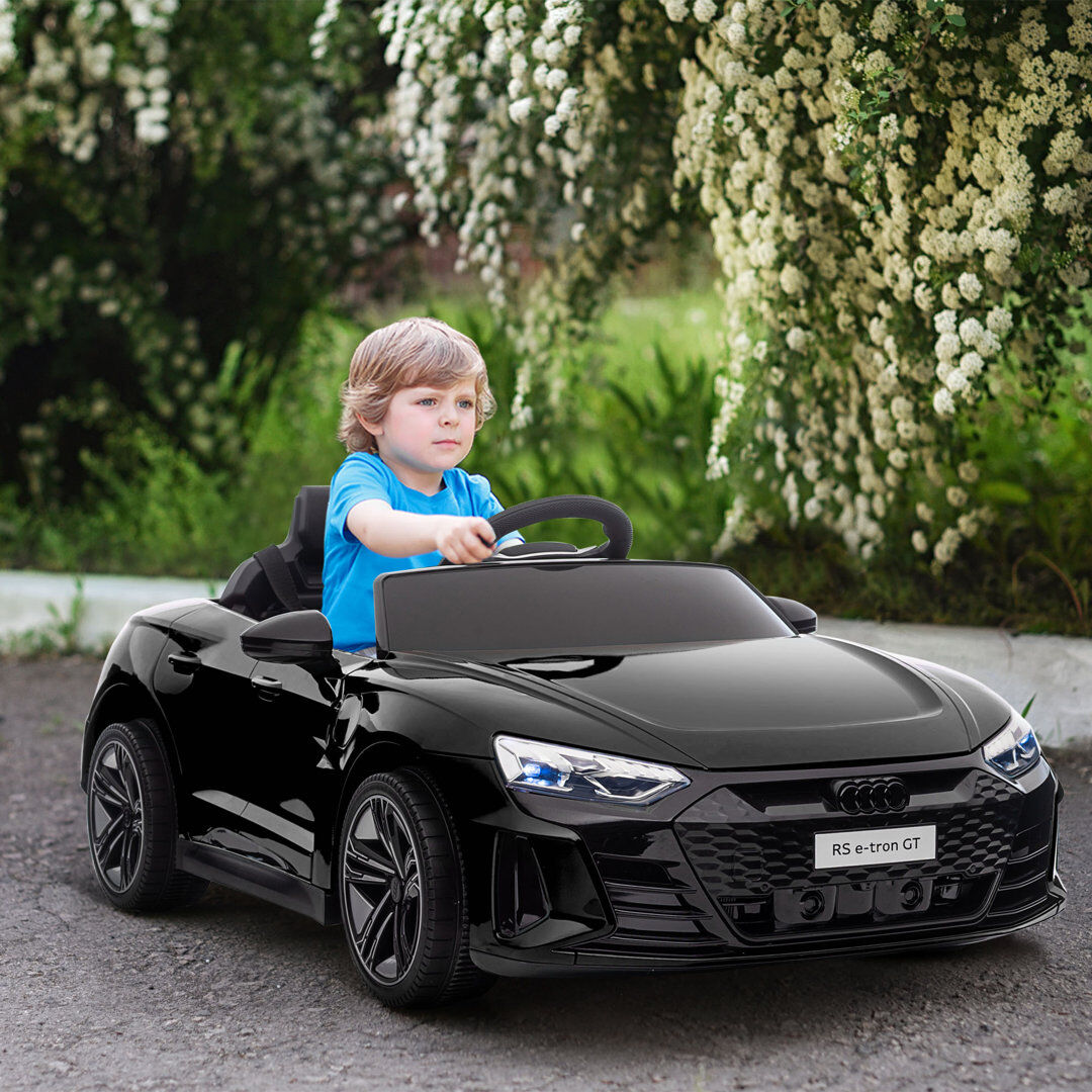 HOMCOM Audi RS e-tron GT Licensed 12V Kids Electric Ride on W/ Remote, Black Black 1