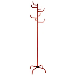 Wellhome - Metallgarderobe Tree in Rot mit 8 Haken 50x50x183 cm