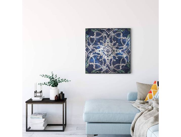 Wandbild Orient Basar Polyester PVC / Fichtenholz Blau 50 x 50cm