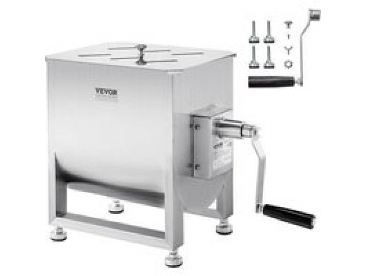 VEVOR manueller Fleischmischer 30 L Fleischverarbeitungsgerät (maximales Mischen von 20,4 kg Fleisch), Fleischmischer aus Edelstahl, Wurstmischer mit Untersetzungsgetriebe, Handmixer für Hackfleisch