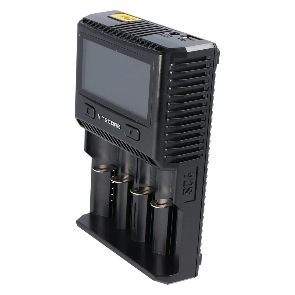 Nitecore SC4 - Schnellladegerät (1 Stk., 14500, 16340, 18650, 26650, Ladegerät inkl. Akku) (NC-SC4)