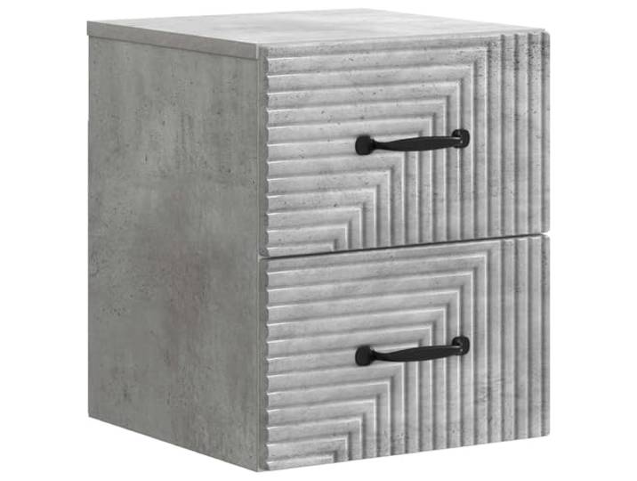 KUPTYERFG Wandmontierter Nachttisch Betongrau 34,5x33x40 cm Holzwerkstoff Platzsparender Wandnachtschrank mit 2 Schubladen aus Holzwerkstoff für das Schlafzimmer und Wohnzimmer.