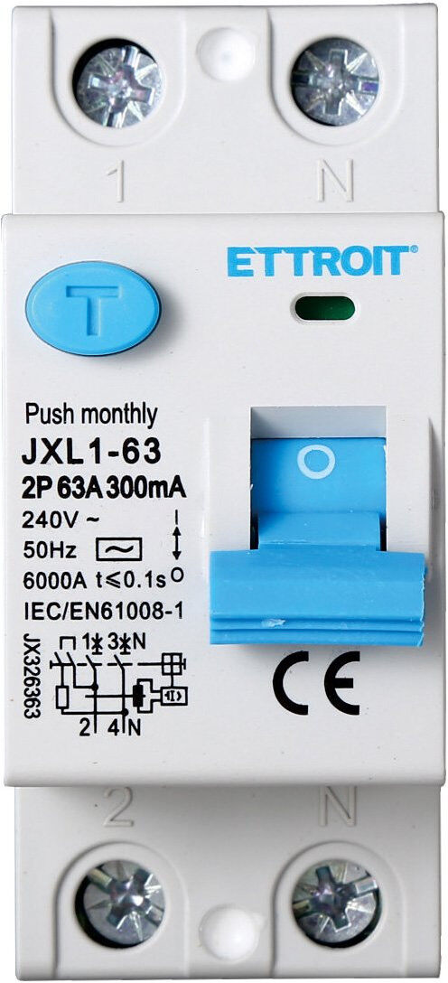 Ettroit Interruttore Differenziale Puro 2p 63 A 300 Ma  Jx326363