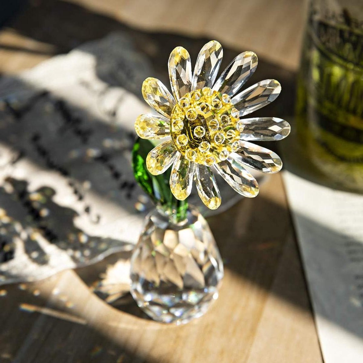 Allecto plus Kristallen Bloemen Standbeeld Madeliefje van Glas voor Tafeldecoratie