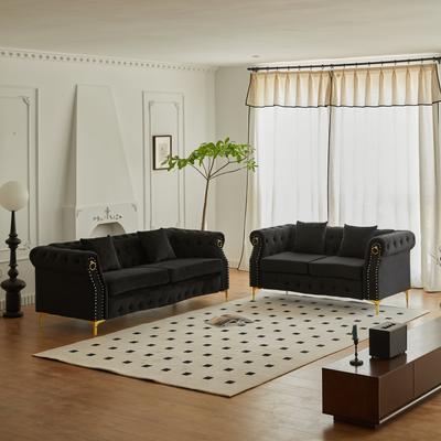 AMERROBIL Velvet 2 Piece Loveseat and Sofa Living Room Set