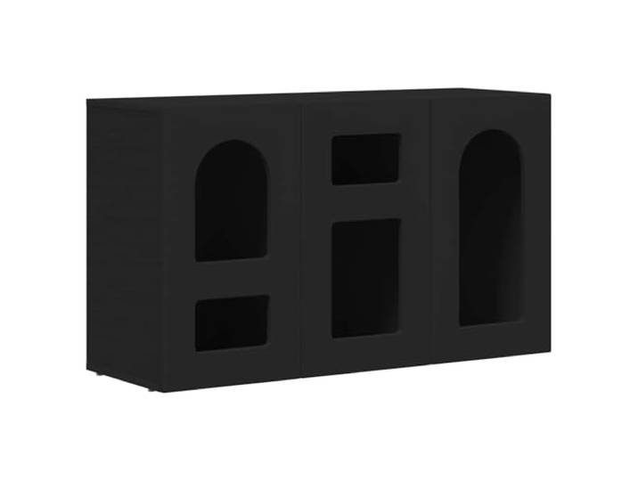 Fisinber Sideboard Schwarz 100x35x59 cm Holzwerkstoff Anrichte Moderne Anrichte aus Holzwerkstoff mit Regalböden für Wohnzimmer, Flur und Esszimmer. Pflegeleichte Oberfläche.