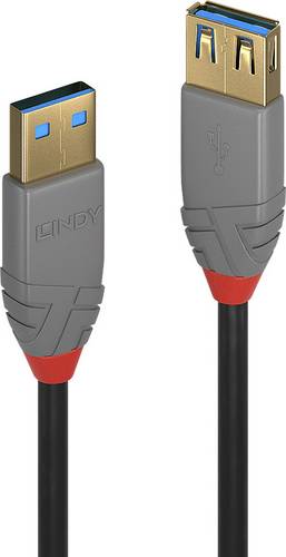 LINDY USB-Kabel USB 3.2 Gen1 USB-A Stecker, USB-A Buchse 0.50m Schwarz 36760