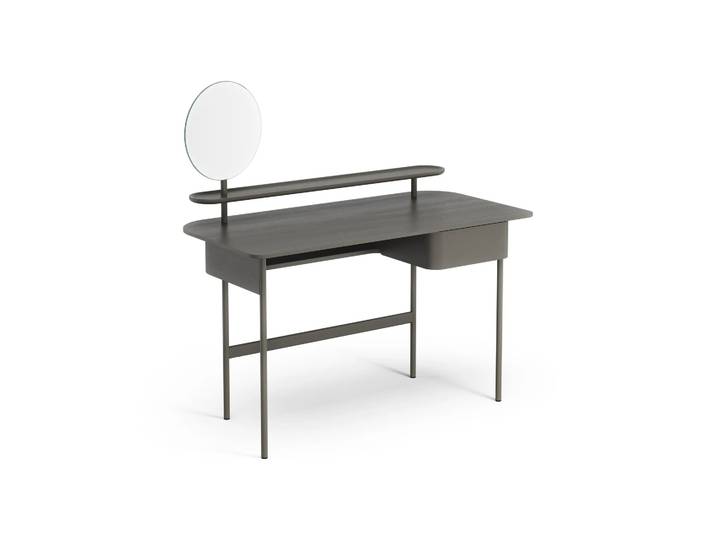 Swedese Luna bureau met lade, plank en spiegel Eiken orkaangrijs