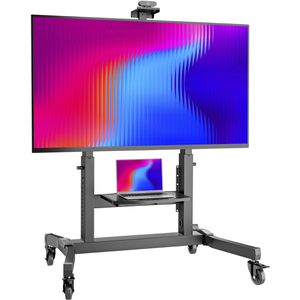 Onkron TV-Ständer TS1991-B, Ablage & Rollen, schwarz, Metall, neigbar, höhenverstellbar, bis 120 kg, für 50-100 Zoll