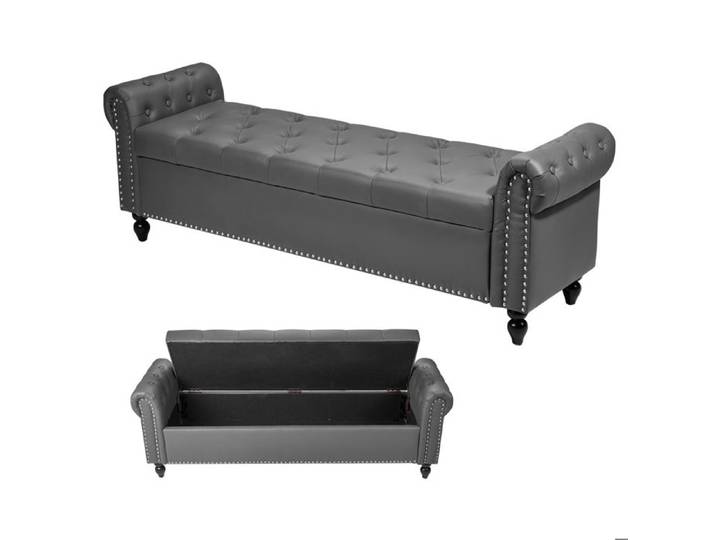 Banc coffre - DUOKU - CWD0112CA-KD-GRAY - Gris - 166 cm - Rangement intégré