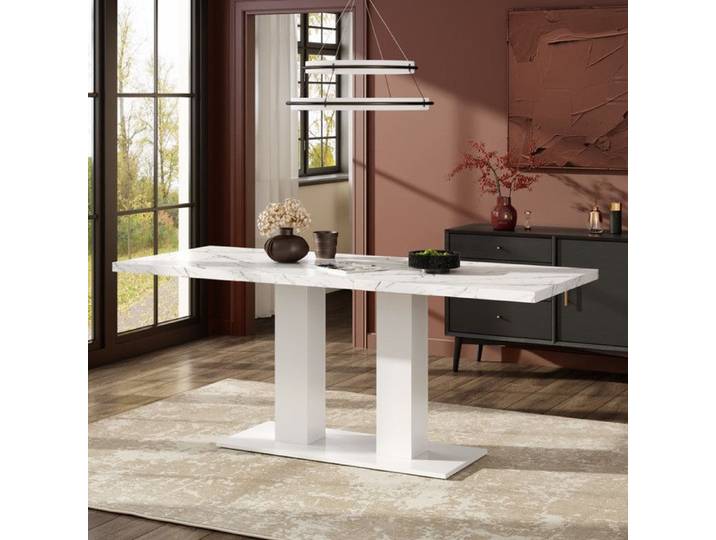 LUSCRIATE - Table à manger 140-180x70cm design rétractable style moderne de la maison Solide et durable Blanc