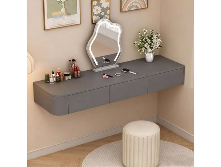 CTSSWMWY Wandmontierter Schwebender Schminktisch Marmor Nur Tisch Modern & Platzsparend,Mit Schubladen zur Aufbewahrung, Geeignet für Schlafzimmer Badezimmer(C,63*15.74*7.08IN)