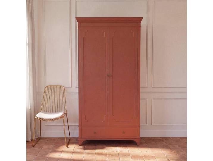 Armoire 2 portes 1 tiroir terracotta, L104 cm