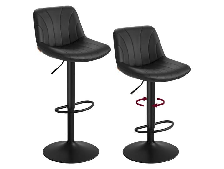 Tabourets de bar lot de 2 réglables tabourets avec dossier pu noir