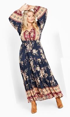 Plus Size Women's Ellery Long Sleeve Maxi Dress by Avenue in Blue Fantasy (Size 16)