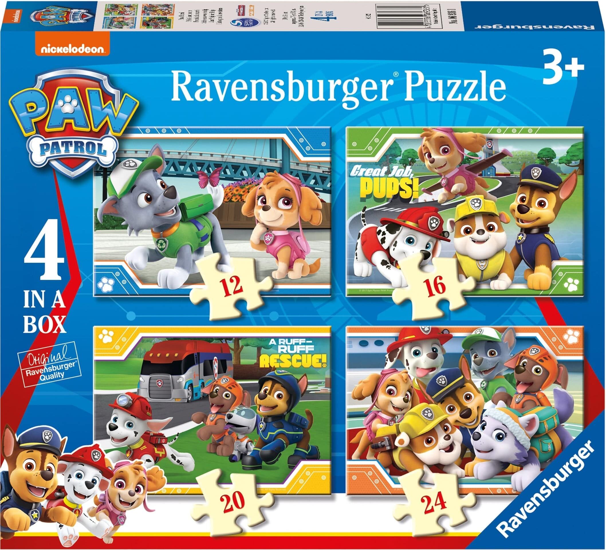 Ravensburger 4 x 24 Piece Jigsaw Puzzle Set Paw Patrol Adventures For Kids Featuring Chase Marshall Skye - For Kids - Ages 3 and Up