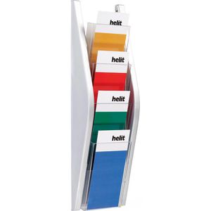 Helit Prospekthalter H62703-00, the arc, silber, Wandprospekthalter, Kunststoff, 4 x DIN lang