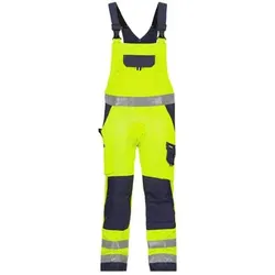 Toulouse Warnschutz Latzhose mit Kniepolstertaschen, neongelb/dunkelblau, Schrittlänge Standard, Größe 42 - dunkelblau - 42
